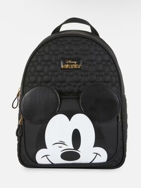 Disney Winking Mickey Faux Leather 3D Ears Embossed Backpack *Primark*